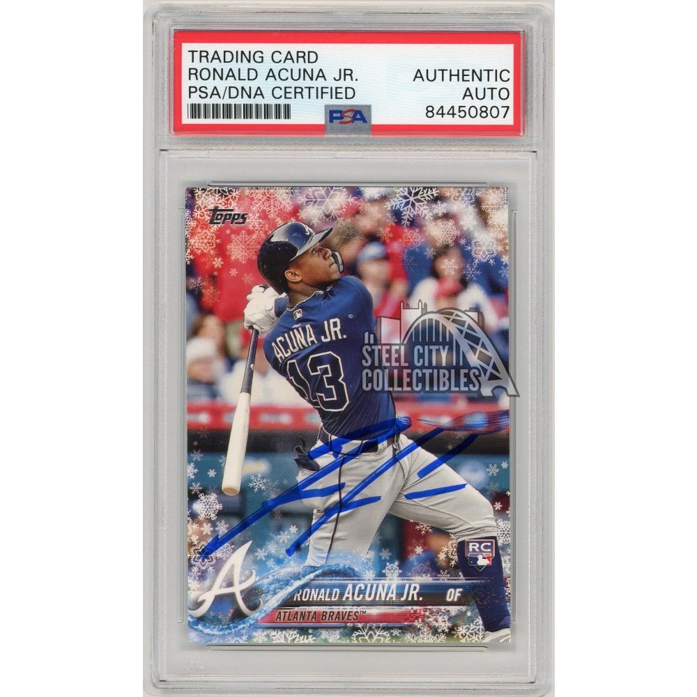 Ronald Acuna Jr Topps Holiday Mega Auto Rookie Card Hmw Psa