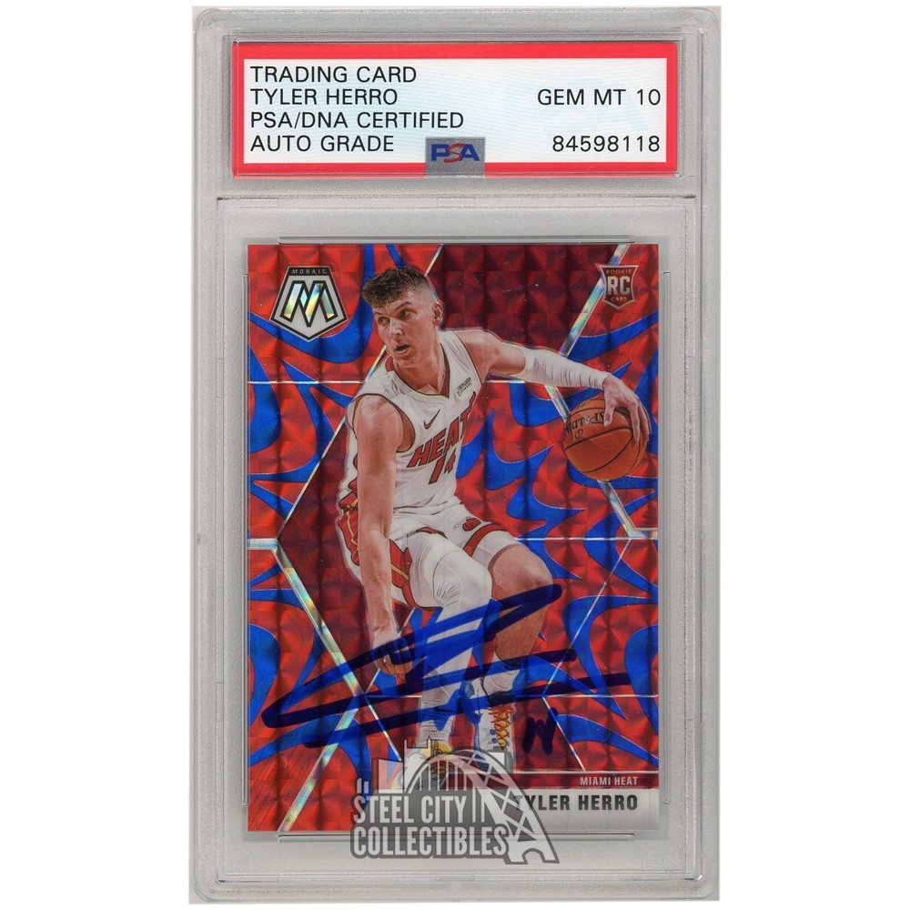 Tyler Herro 2019 20 Panini Mosaic Reactive Blue Autograph RC Card 223