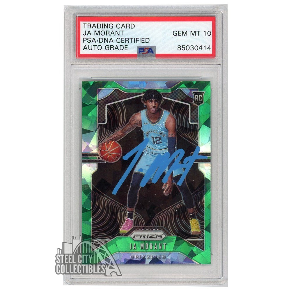 Ja Morant Panini Prizm Green Ice Autograph Rookie Card Psa