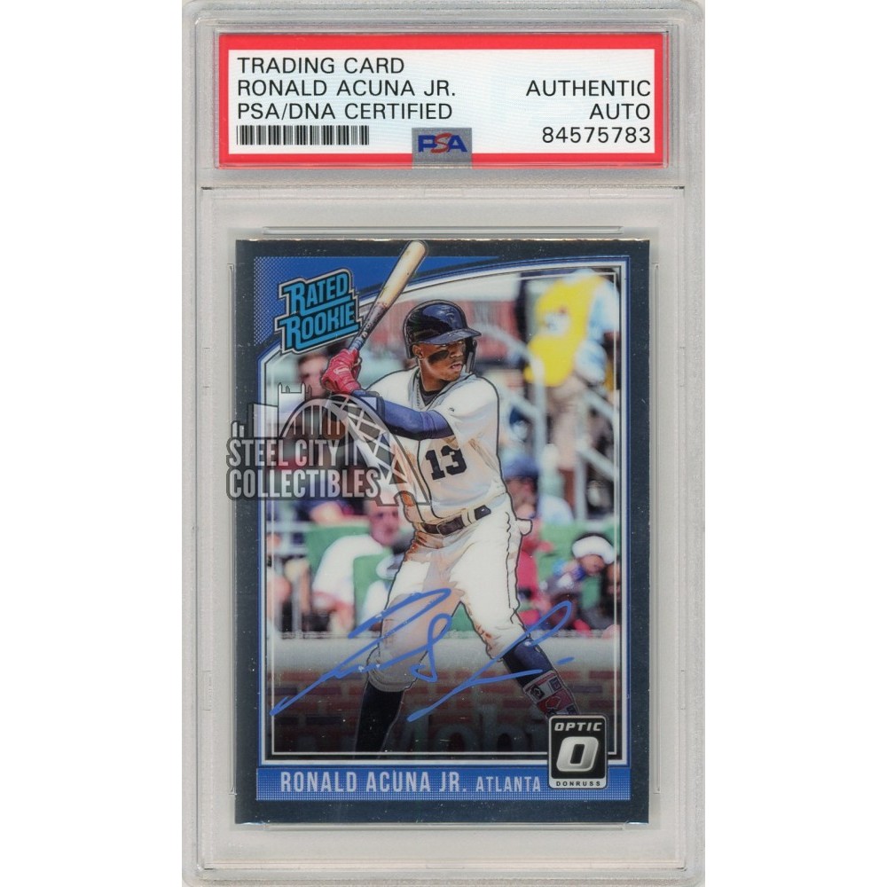 Ronald Acuna Jr Donruss Optic Autograph Rookie Card Psa Dna