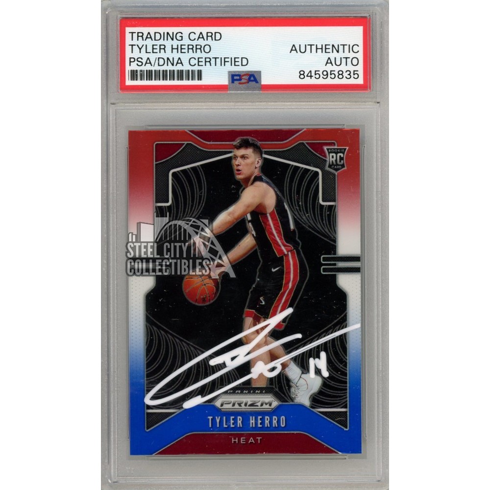 Tyler Herro 2019 20 Panini Prizm Red White Blue Autograph Rookie Card