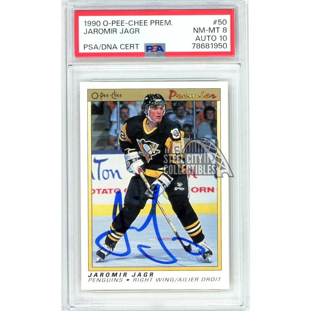 Jaromir Jagr O Pee Chee Premier Autograph Rookie Card Psa