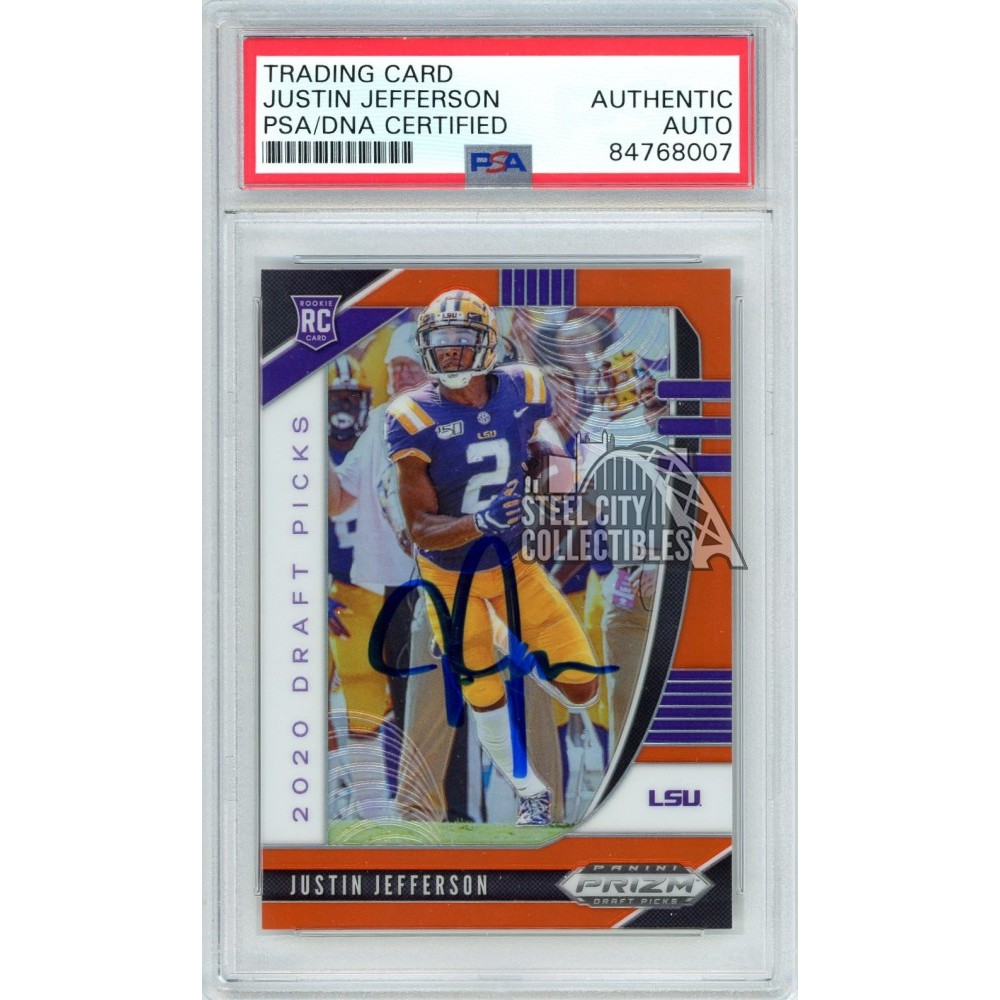 Justin Jefferson 2020 Panini Prizm Draft Orange Autograph Rookie Card