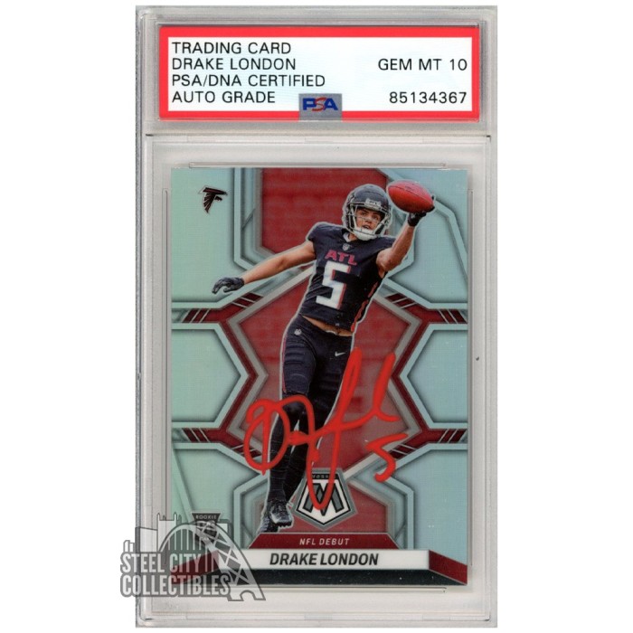 Drake London 2022 Panini Mosaic Silver NFL Debut Autograph Rookie Card