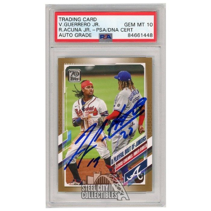 Ronald Acuna Jr Vladimir Guerrero Jr Topps Gold Autograph