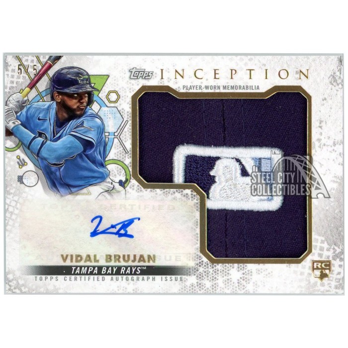 Vidal Brujan 2022 Topps Inception Rookie Jumbo Hat MLB Logo Patch