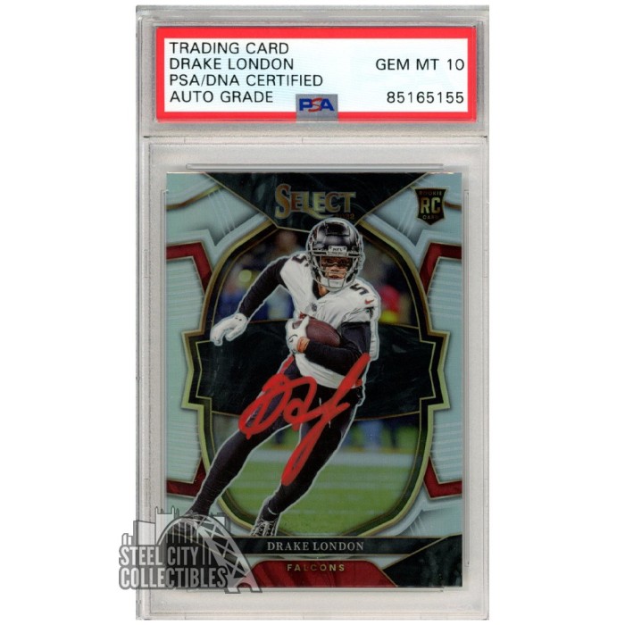 Drake London 2022 Panini Select Concourse Silver Autograph Rookie Card