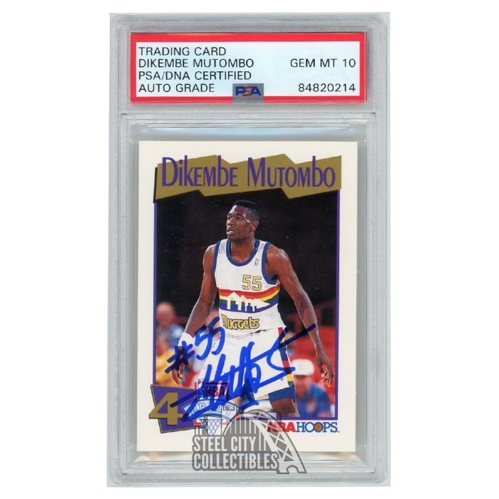 Dikembe Mutombo 1991 92 NBA Hoops Autograph Rookie Card 549 PSA DNA 10