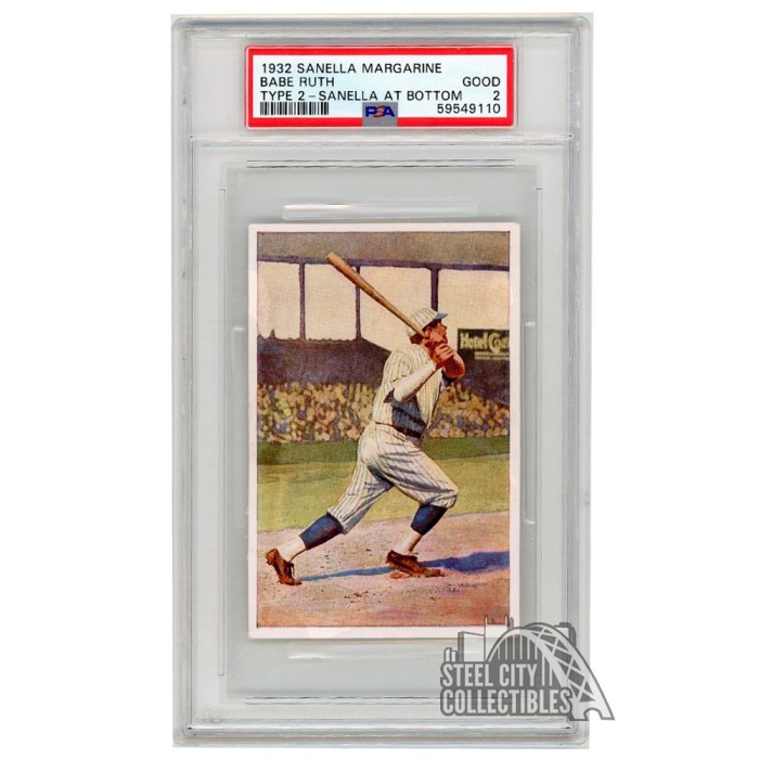 Babe Ruth 1932 Sanella Margarine Type 2 Sanella At Bottom PSA 2 Steel