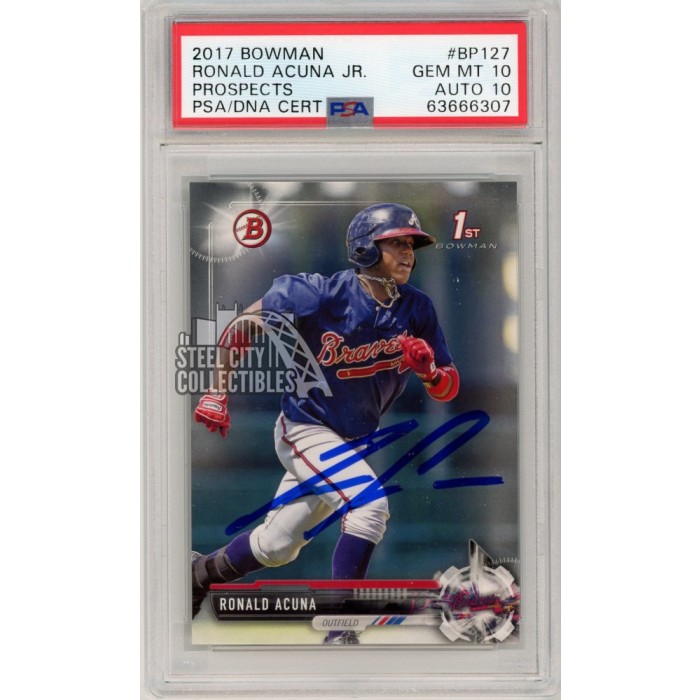 Ronald Acuna Jr Bowman St Prospect Rookie Autograph Bp Psa