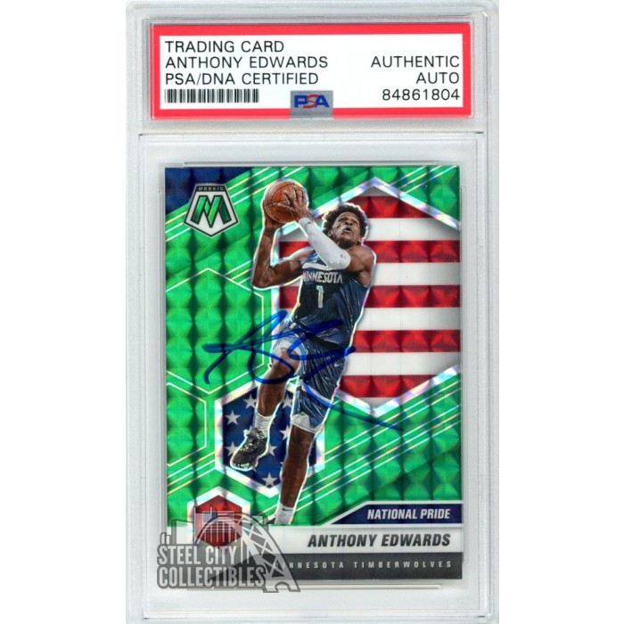 Anthony Edwards 2020 21 Panini Mosaic National Pride Green Autograph