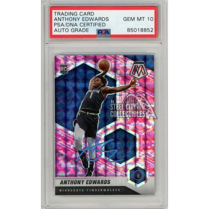 Anthony Edwards 2020 21 Panini Mosaic Pink Autograph Rookie Card 201