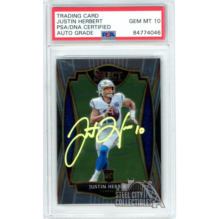 Justin Herbert Panini Select Premier Level Autograph Rookie Card