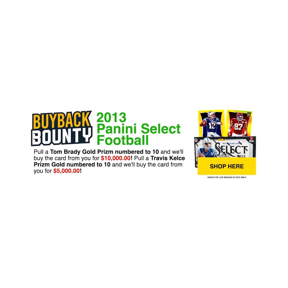 2013 Panini Select Football Hobby Box PERSONAL BREAK SPECIAL #106 - Tyler -  Kelce & Brady Bounties