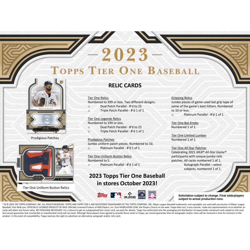 2023 Topps Tier One Baseball Hobby 12-Box Case