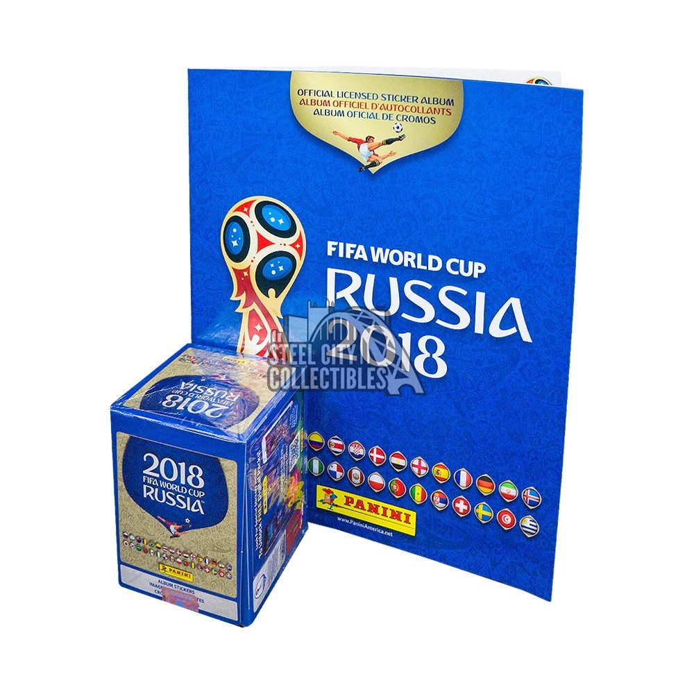 2018 Panini Fifa World Cup Russia 50ct Sticker Box with Album Steel