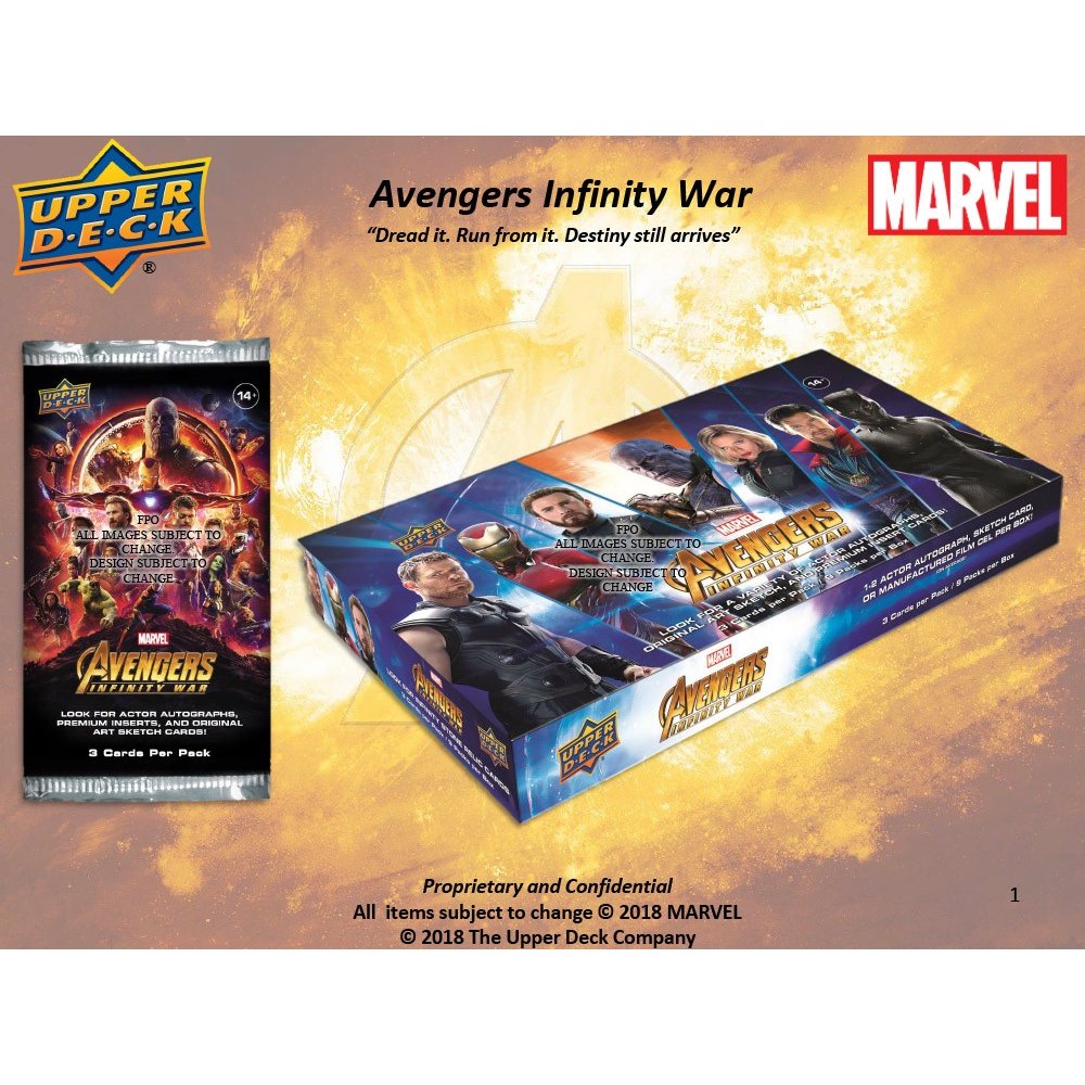 2018 Upper Deck Marvel Avengers Infinity War Hobby 16-Box Case