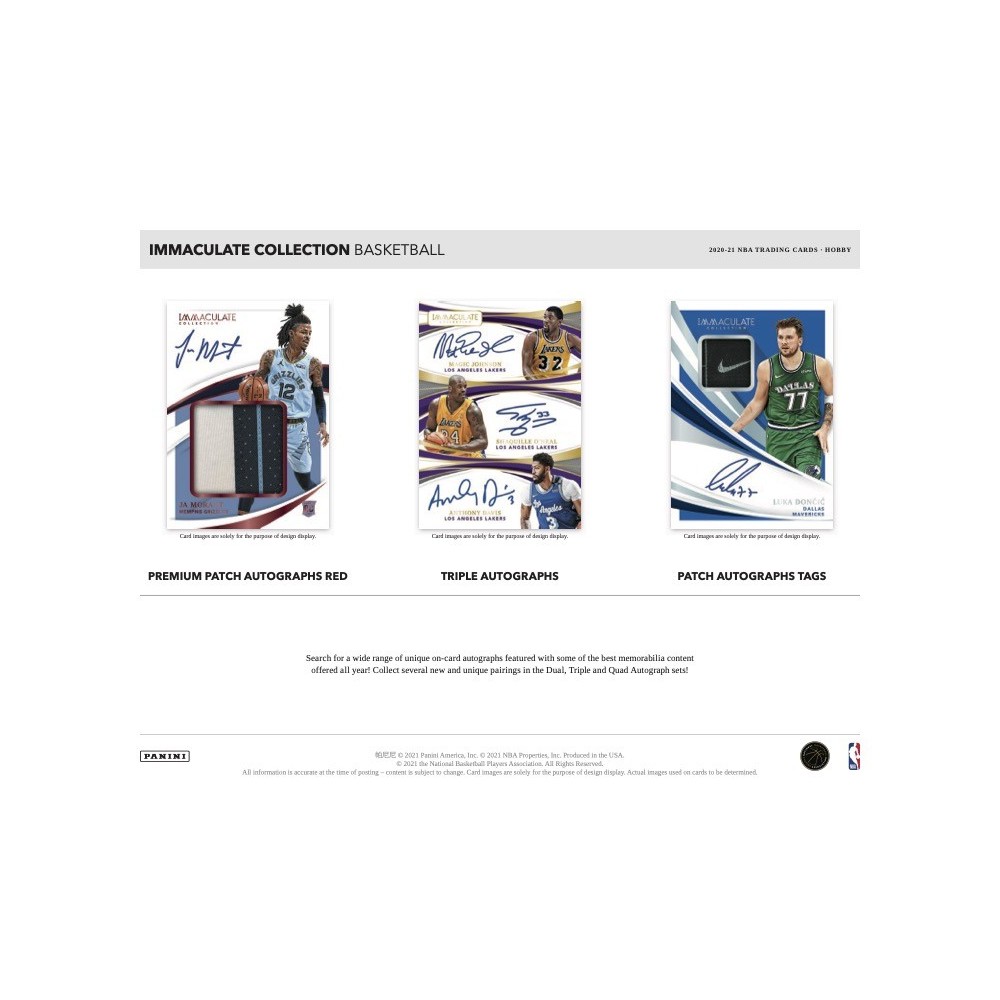 2021-22 Panini Immaculate Collection Basketball Checklist, Details