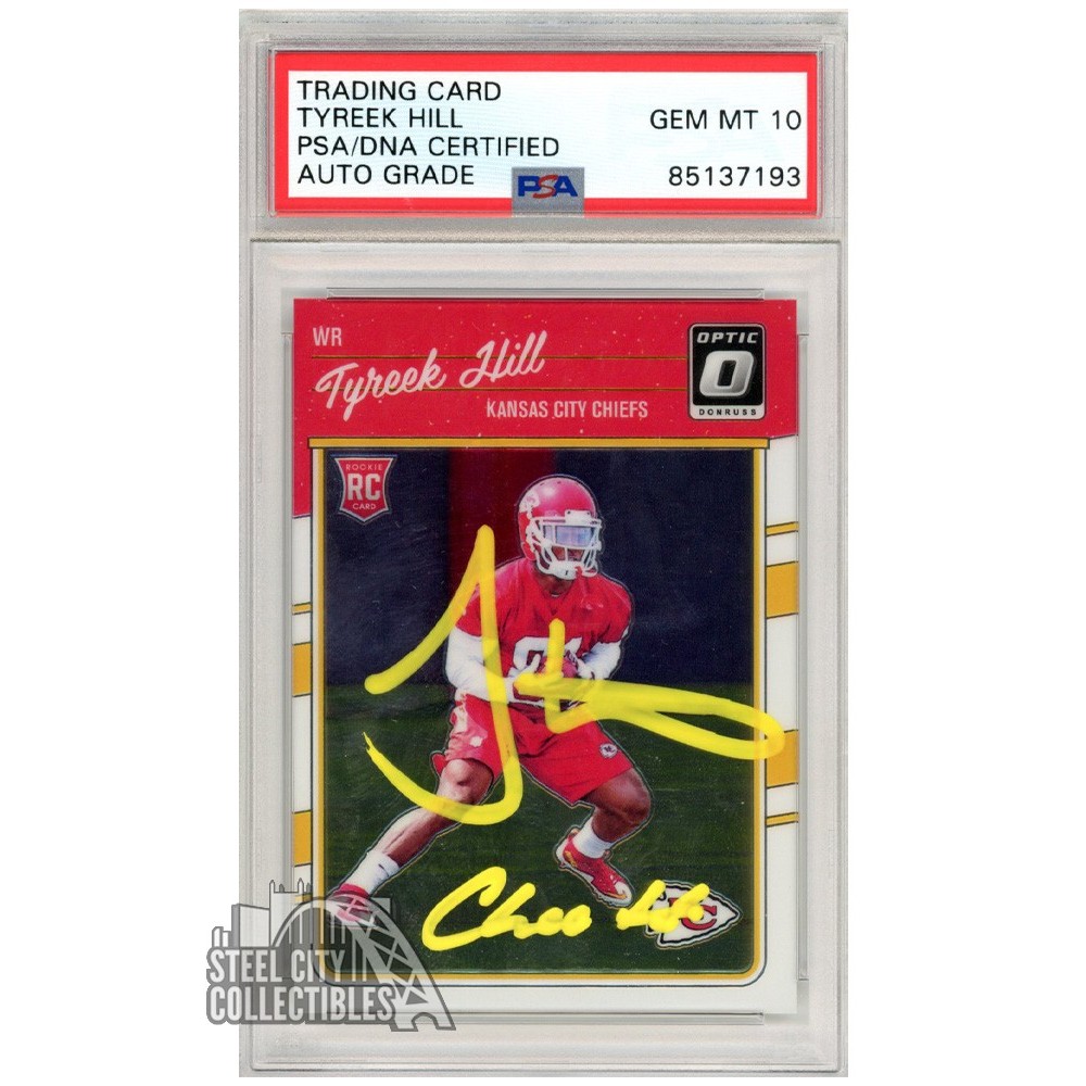 Tyreek Hill Cheetah 2016 Donruss Optic Autographed Rookie Card #117 PSA ...