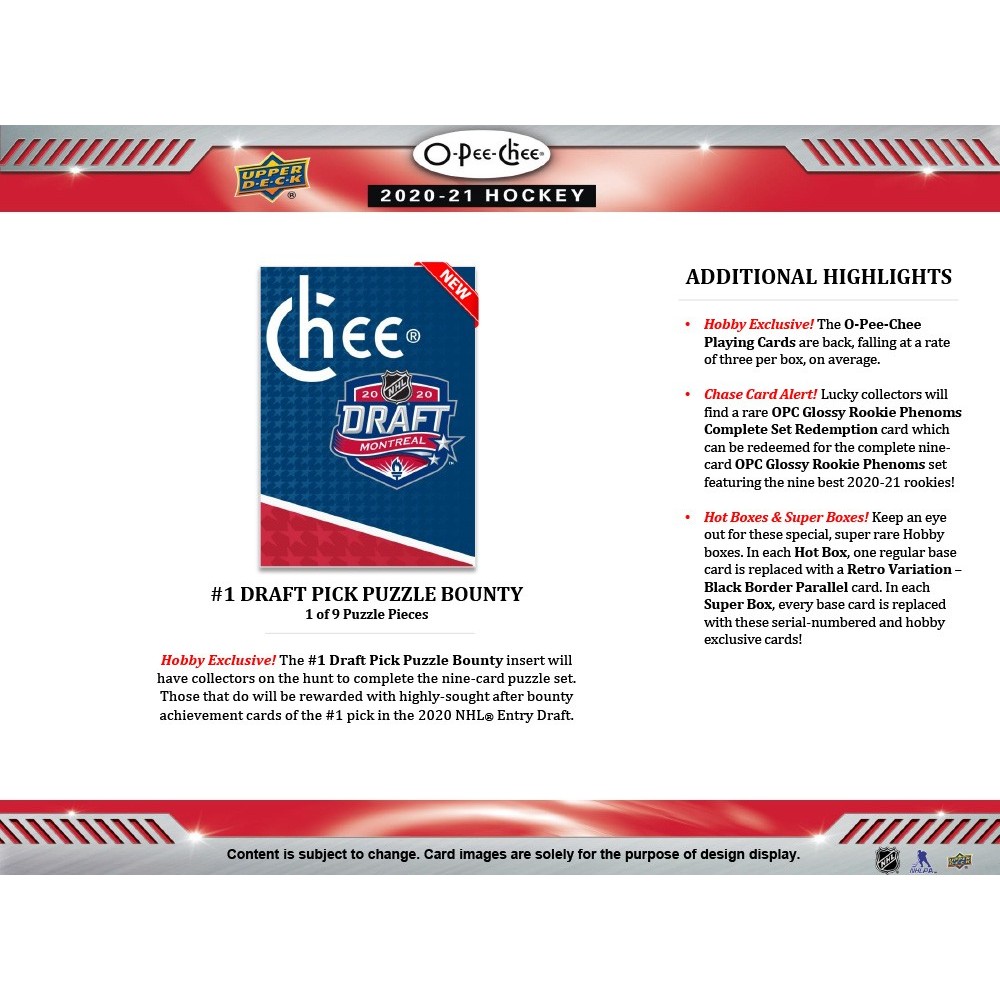 2020-21 O-Pee-Chee Hockey Checklist, OPC Set Info, Boxes, Odds, Date