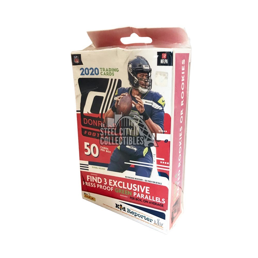 2020 Panini Donruss NFL Football Trading Cards Hanger Box- 50 Cards, 4  Rated Rookies