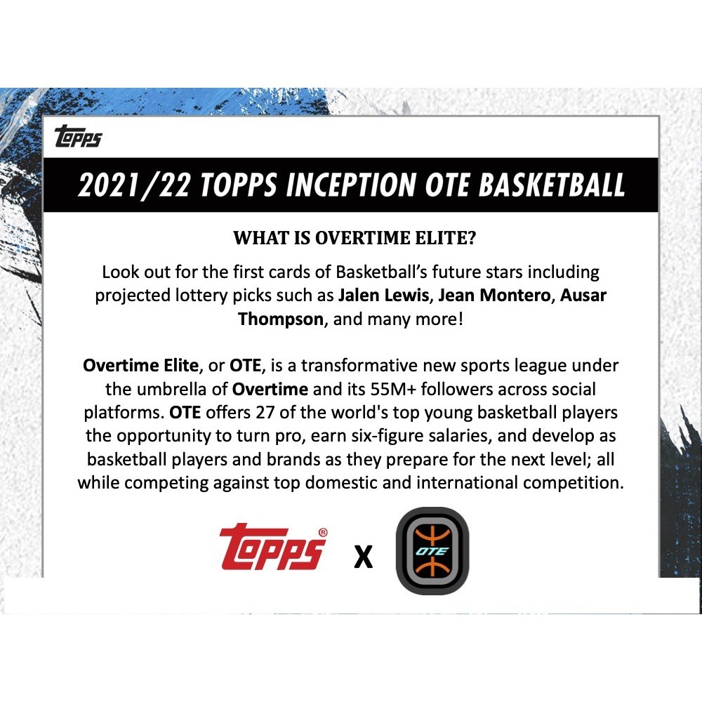 2021-22 Topps Inception Overtime Elite Basketball Hobby Box