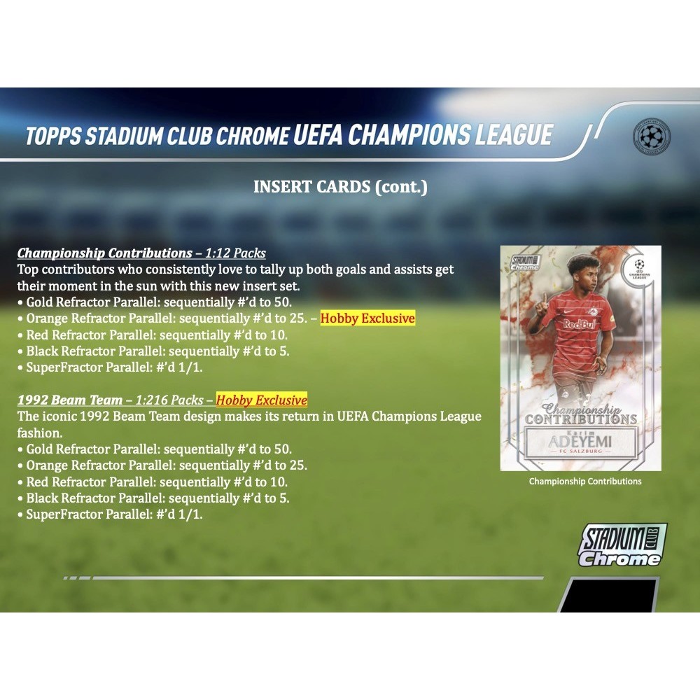 2021/22 Topps UEFA Champions League Stadium Club Chrome Soccer 未