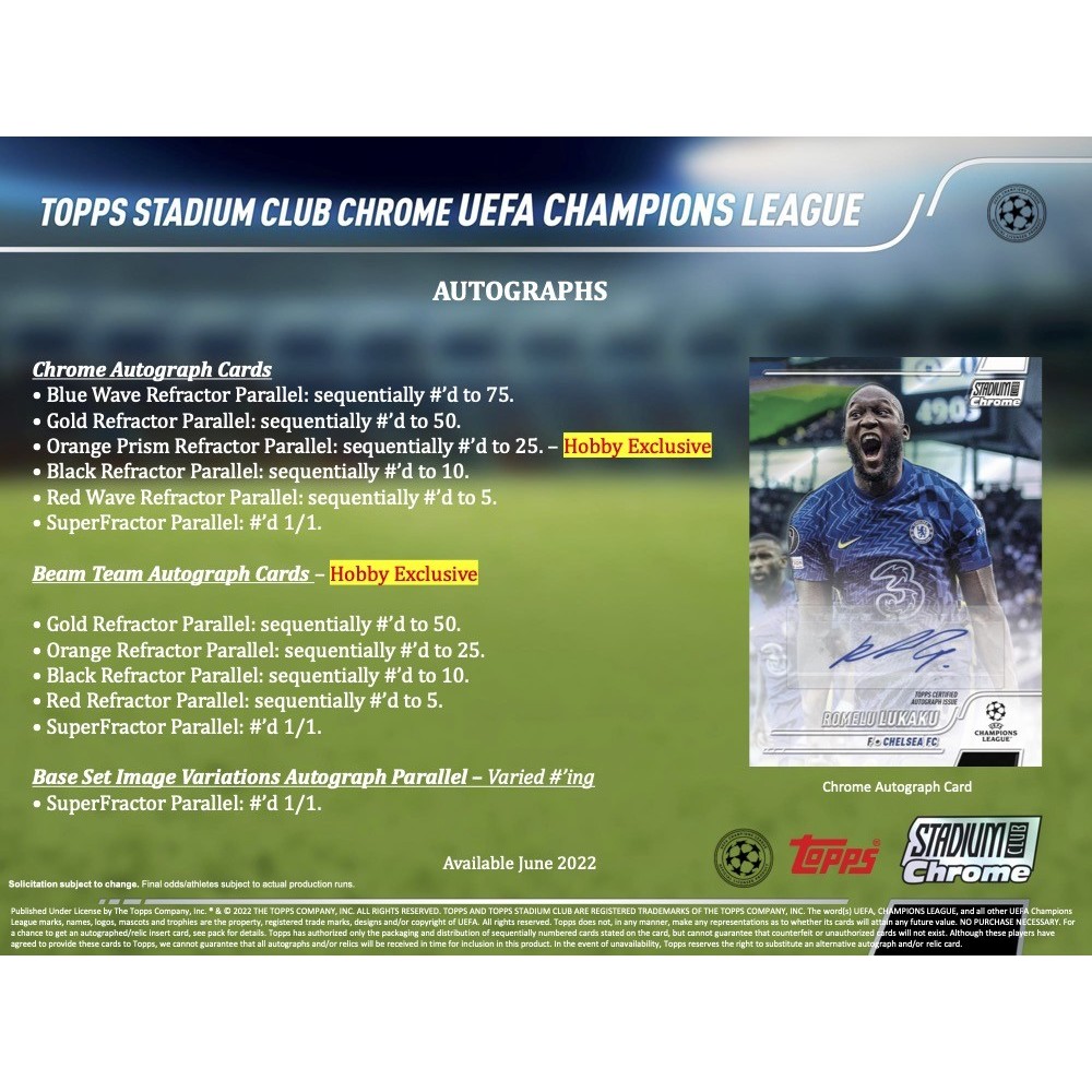 2021-22 Topps UEFA Champions League Stadium Club Chrome Soccer Hobby Box