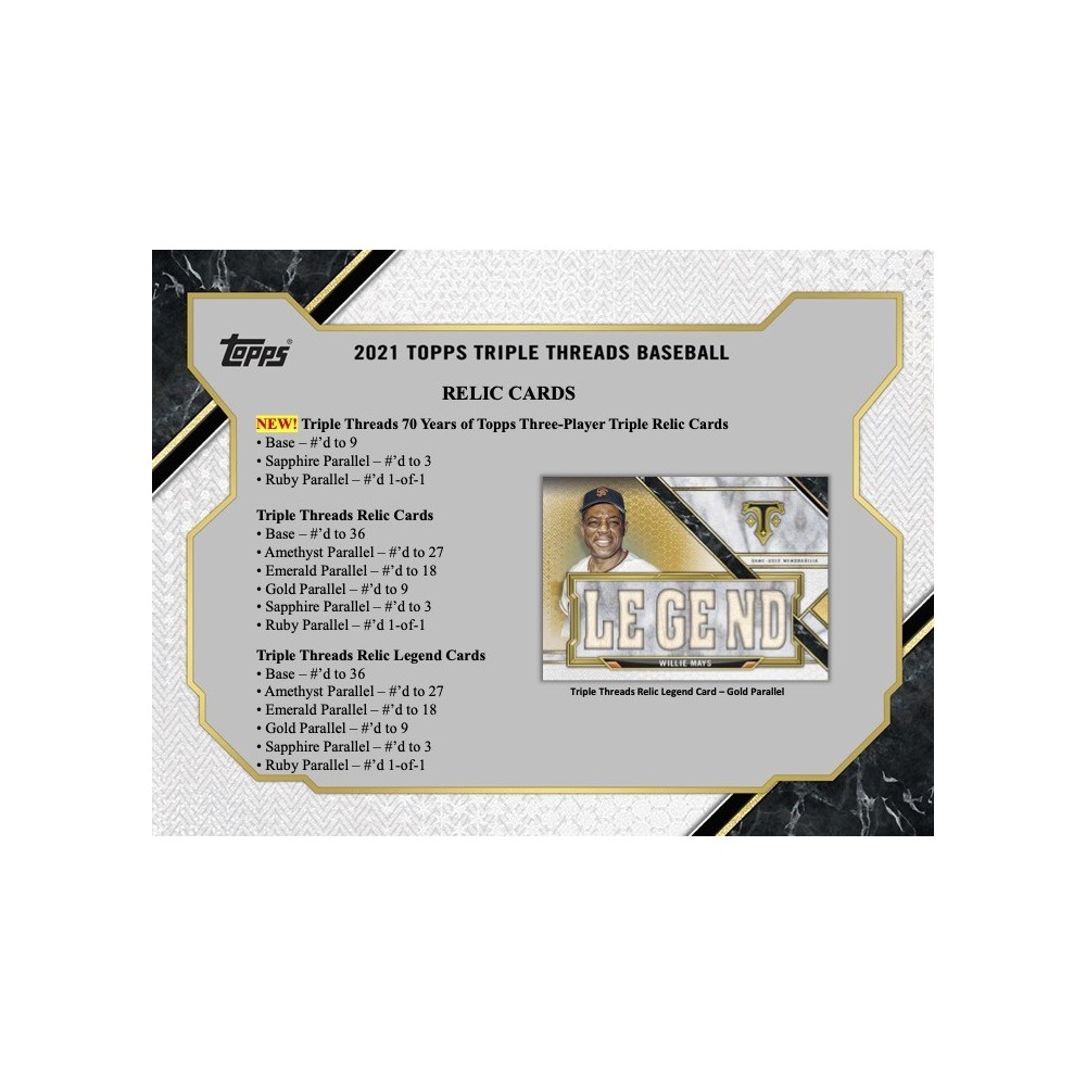 2021 Topps Triple Threads Baseball Hobby Box | Steel City Collectibles
