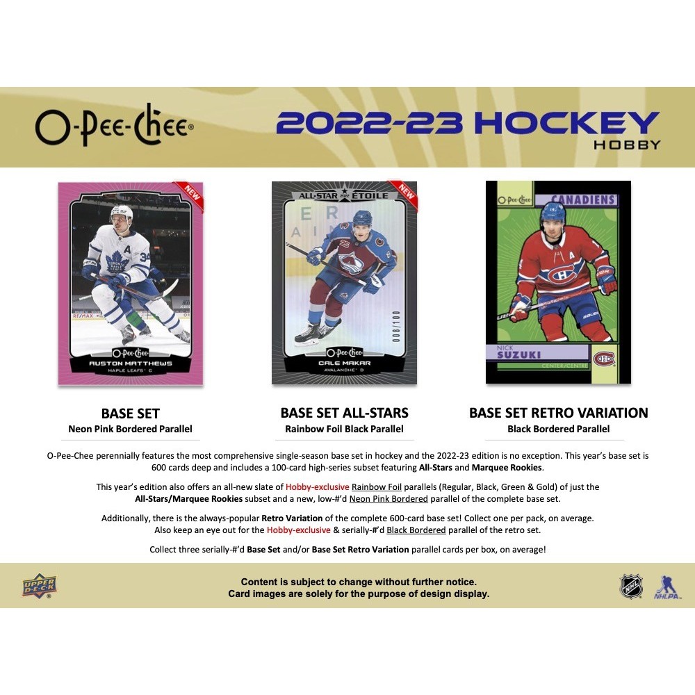 2022-23 O-Pee-Chee Hockey Checklist, Team Sets, Box Info, Odds