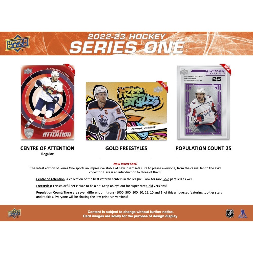 2022-23 Upper Deck Series 1 Hockey Sealed Pack- 4 Cards Per Pack –