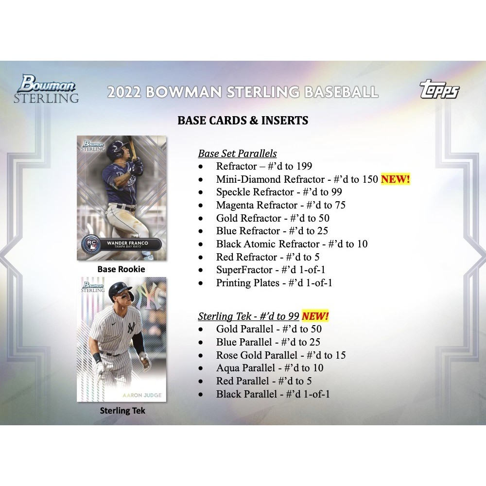 2022 Bowman Sterling Baseball Hobby Mini-Box 1 shops Auto Per Box