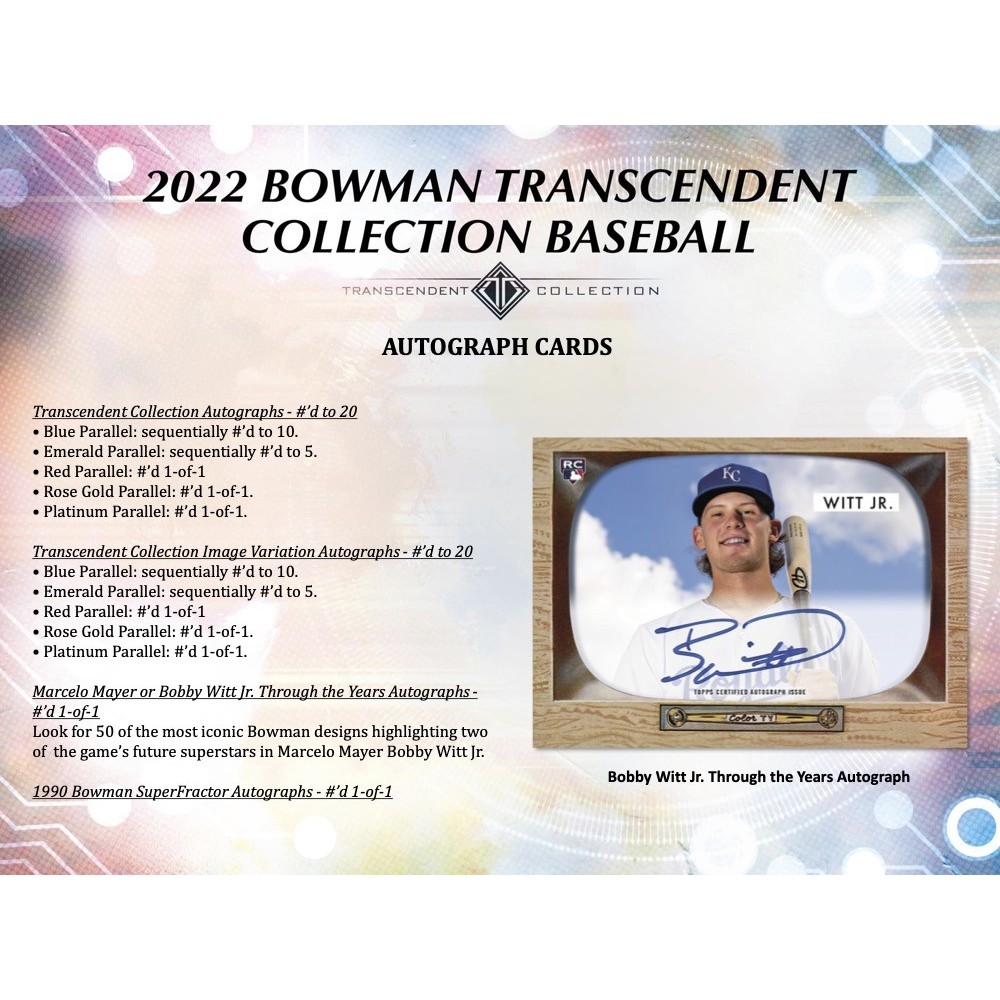 Bobby Witt Jr 2020 Bowman Transcendent Rookie Autograph Card Emerald 4/5