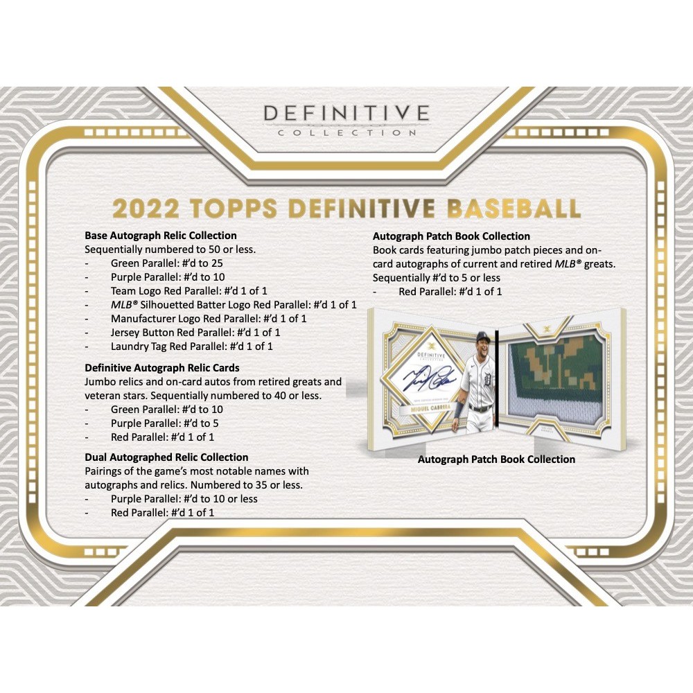 2022 Topps Definitive Baseball Hobby Box | Steel City Collectibles