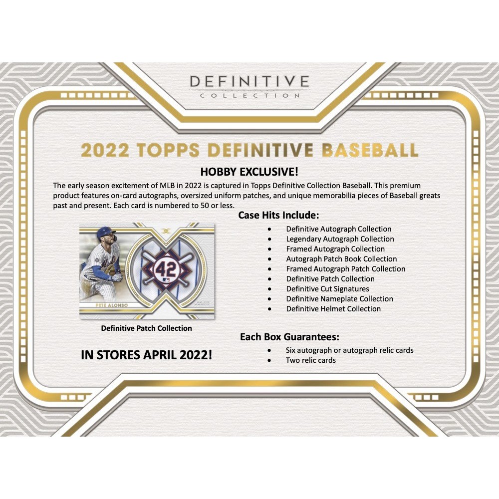 2021 Topps Definitive Collection Definitive Autograph Relics