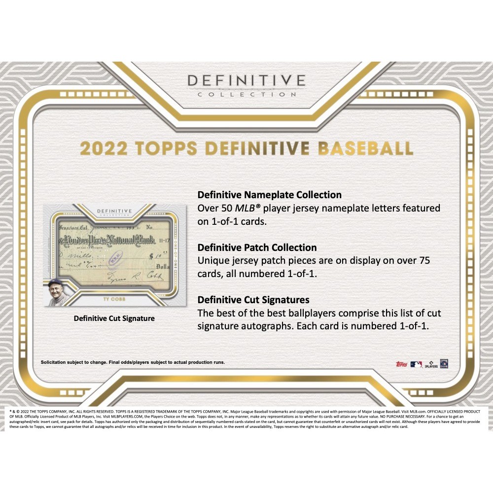 2023 Topps Definitive Collection Baseball Checklist, Team Set Lists