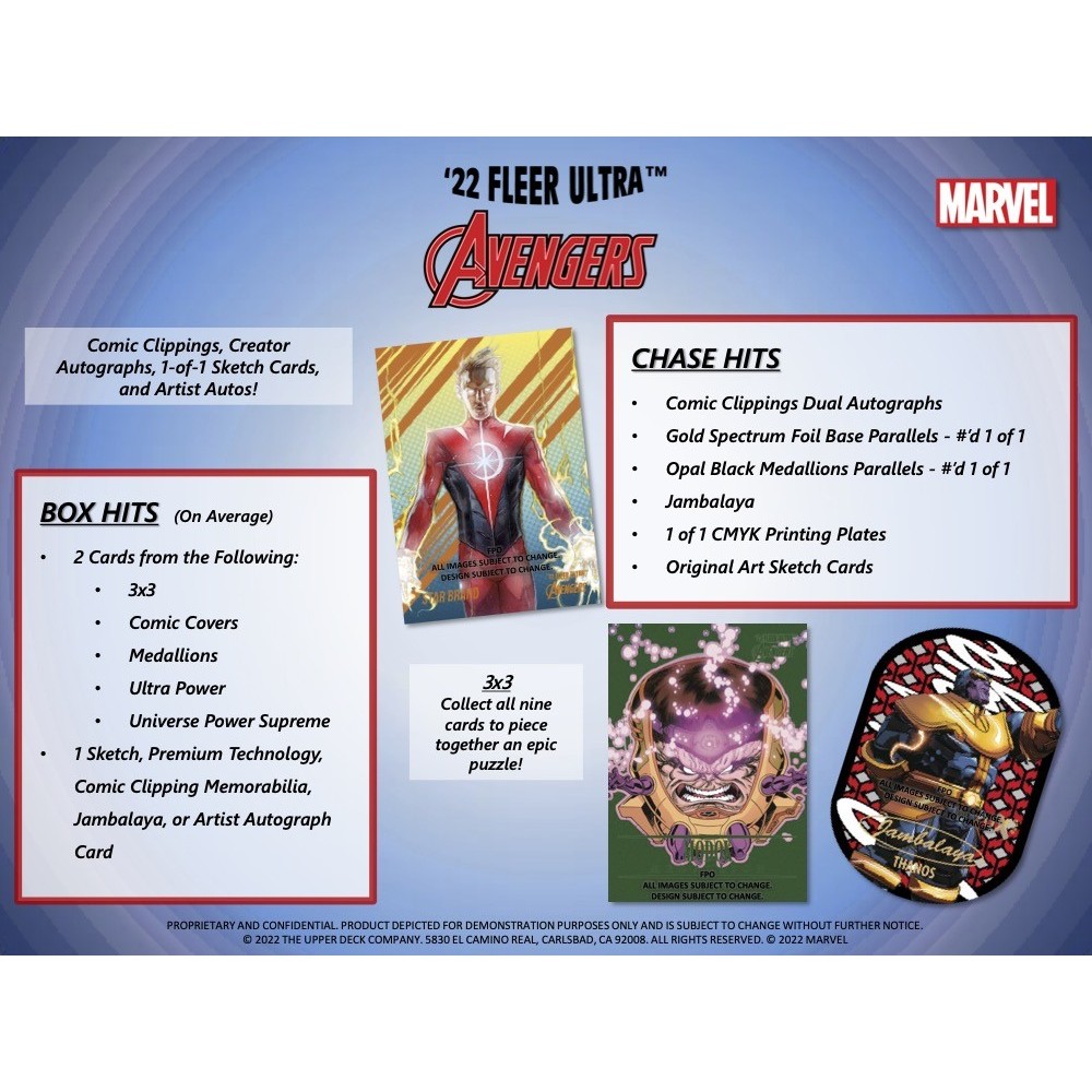2022 Upper Deck Fleer Ultra Marvel Avengers Hobby Box | Steel City 