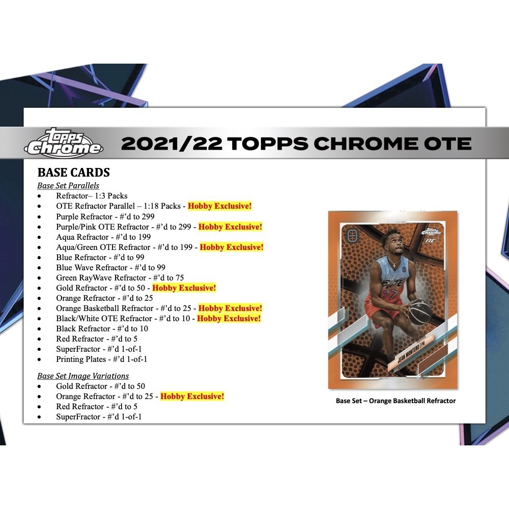 2021-22 Topps Chrome Overtime Elite Basketball Hobby Box | Steel City  Collectibles