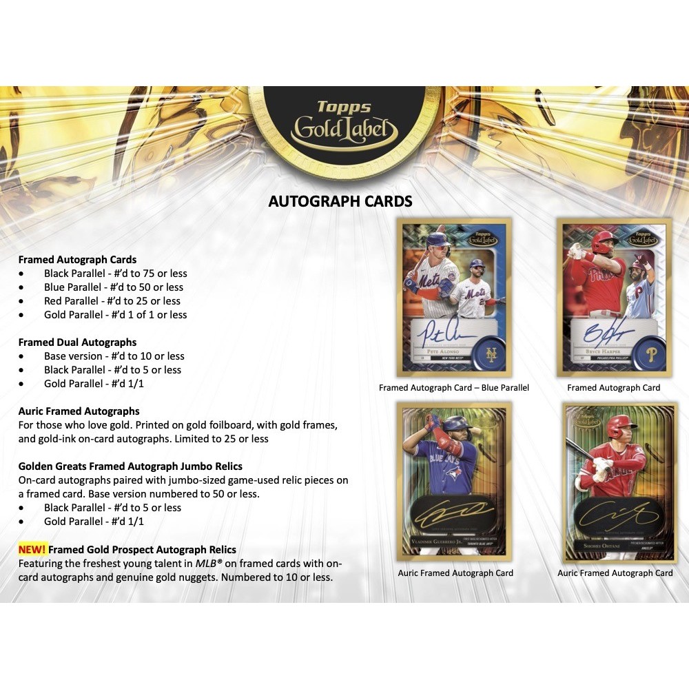 2021 Topps Gold Label Baseball Hobby Box (7 Packs/5 Cards: 1 Auto)
