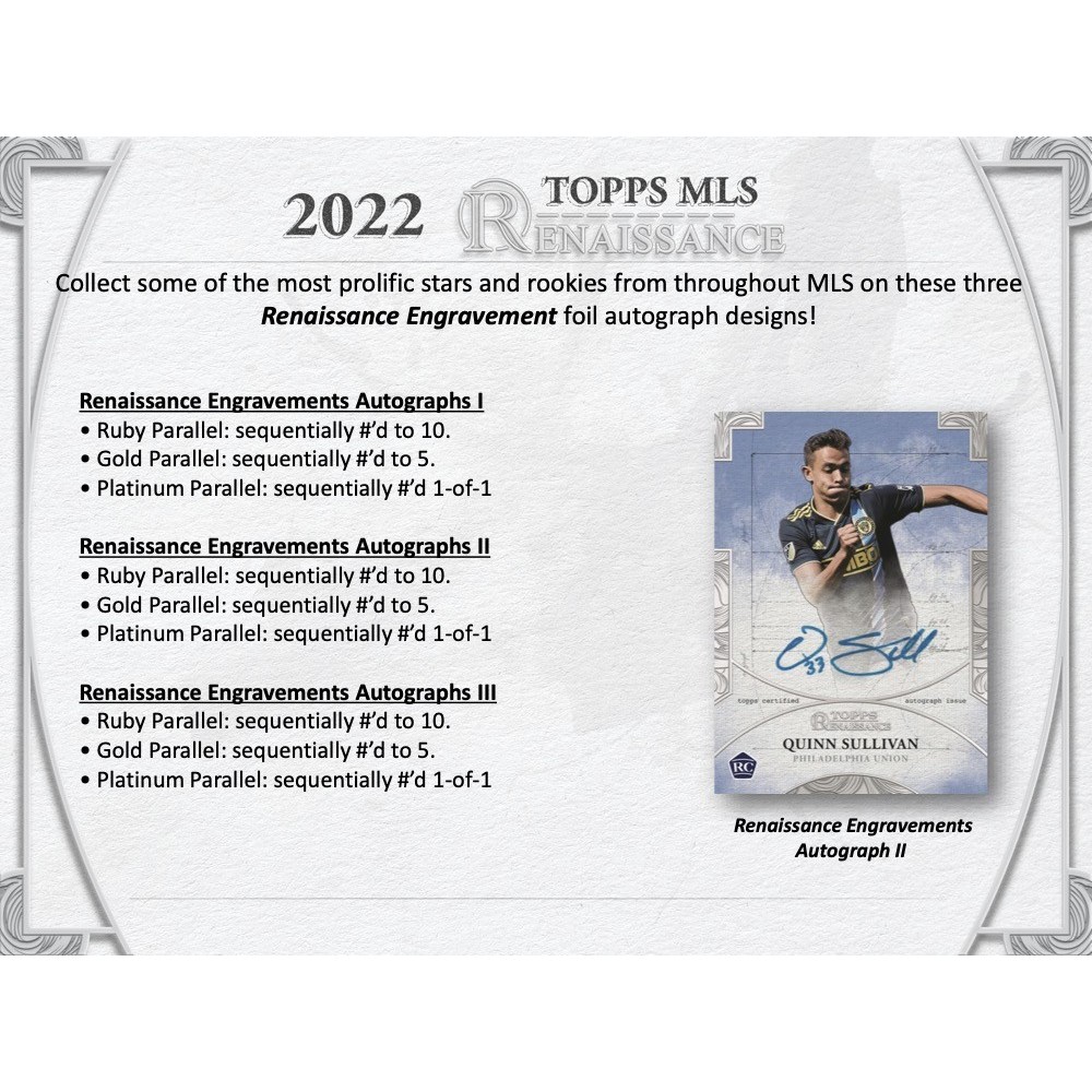 2022 Topps Renaissance MLS Checklist, Set Info, Boxes, Reviews