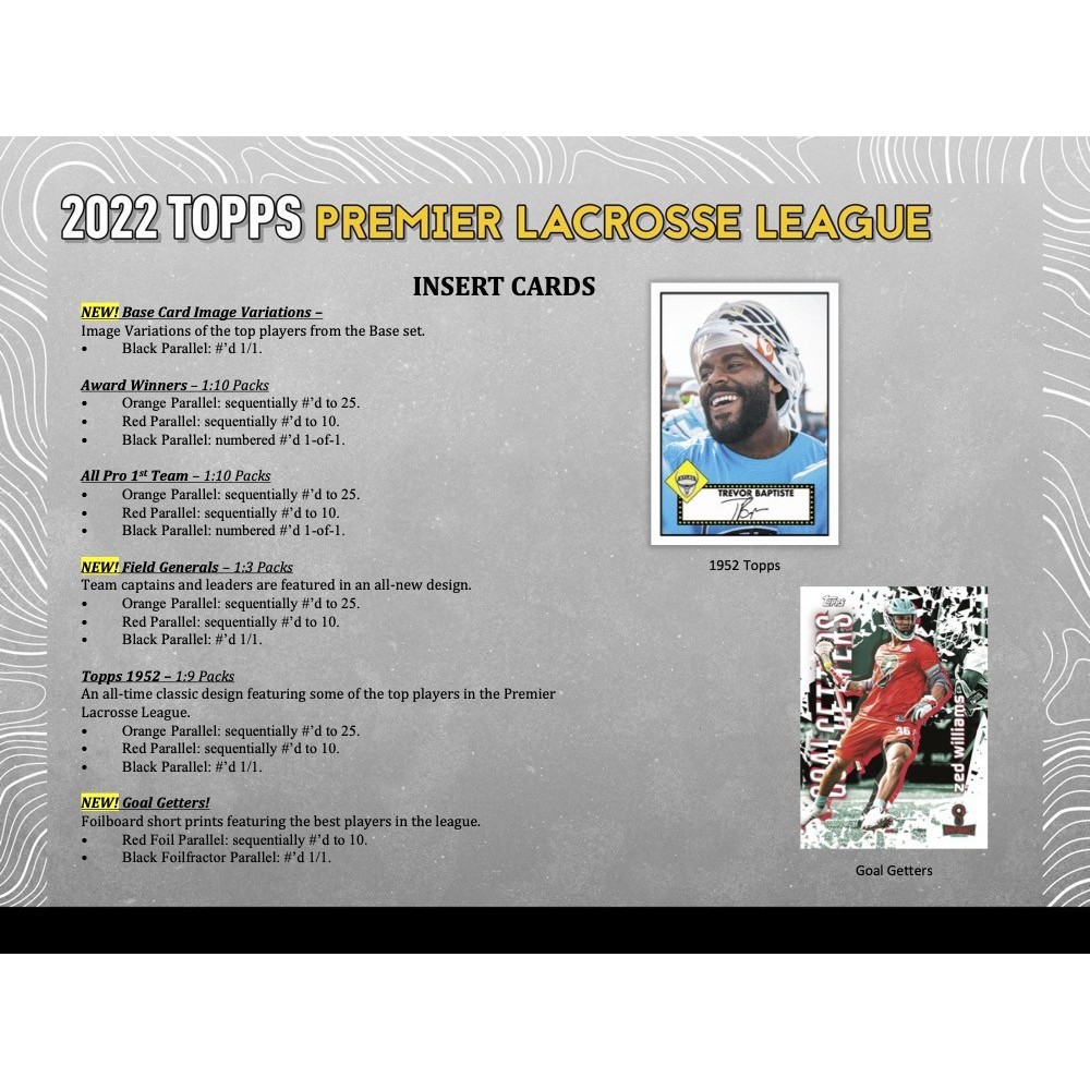 PLL Waterdogs 2022 Topps Premier Lacrosse League Team Set (22 Cards)