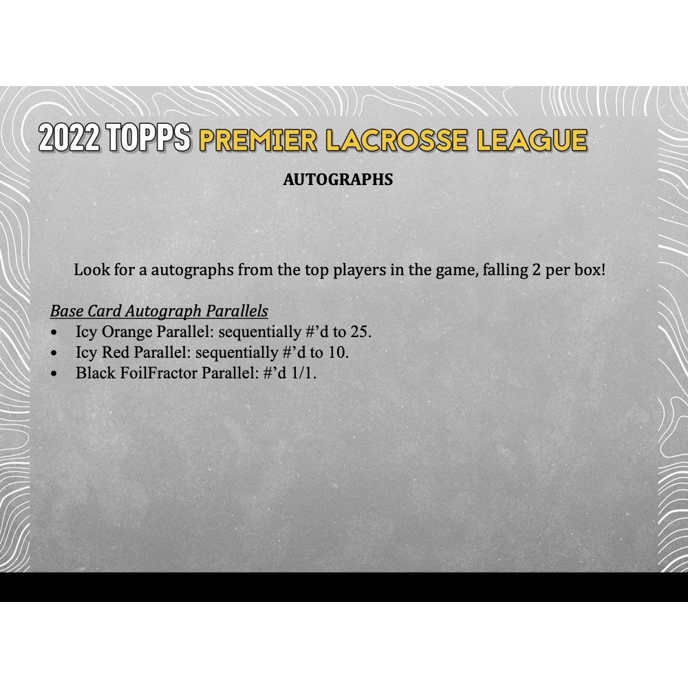 2022 Topps Premier Lacrosse League Hobby Box - SWIT Sports