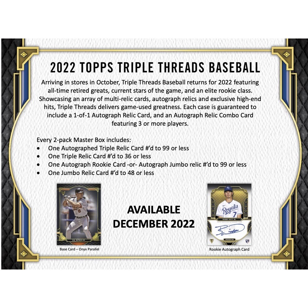 2021 Topps Triple Threads Hobby Baseball, 9 Box Inner Case