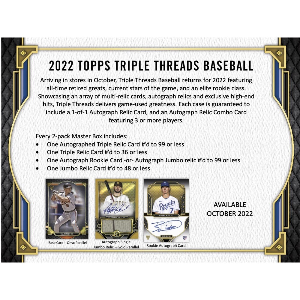 2022 Topps Triple Threads Baseball Hobby 9Box Case Steel City