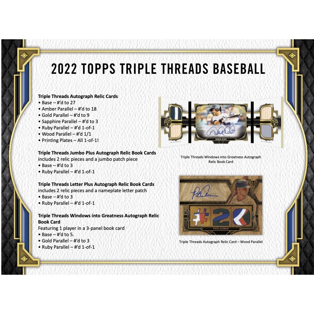 2022 Topps Triple Threads Baseball Hobby 18-Box Case