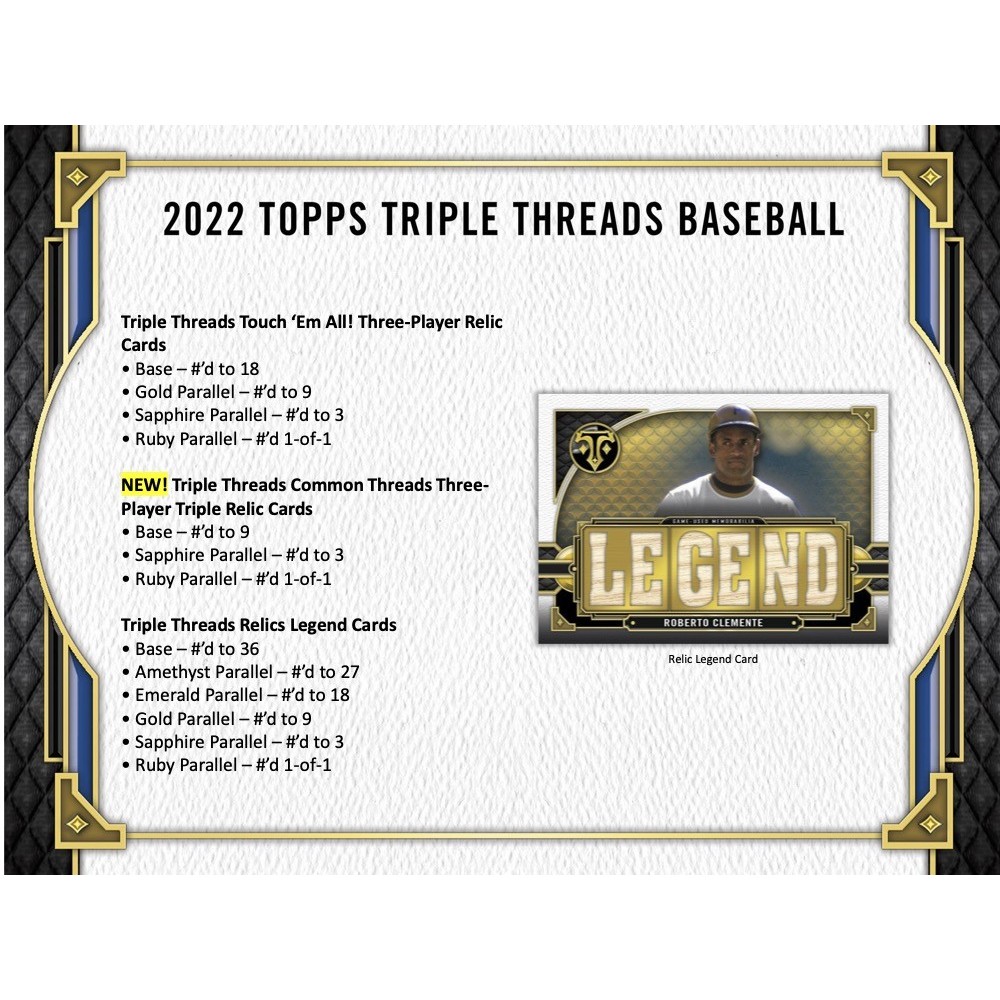 2022 Topps Triple Threads Baseball Hobby 9-Box Case