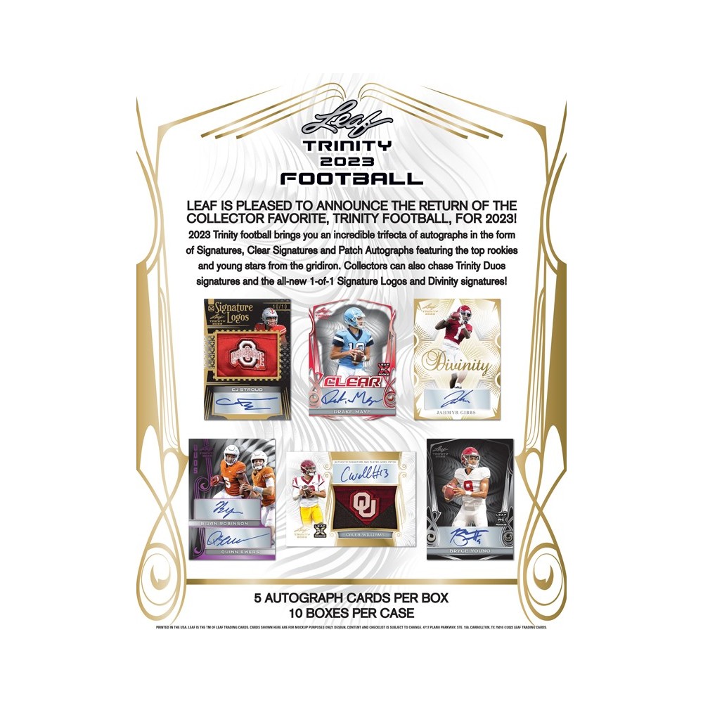 2023 Leaf Autographed Football Jersey Edition 10 Box Case