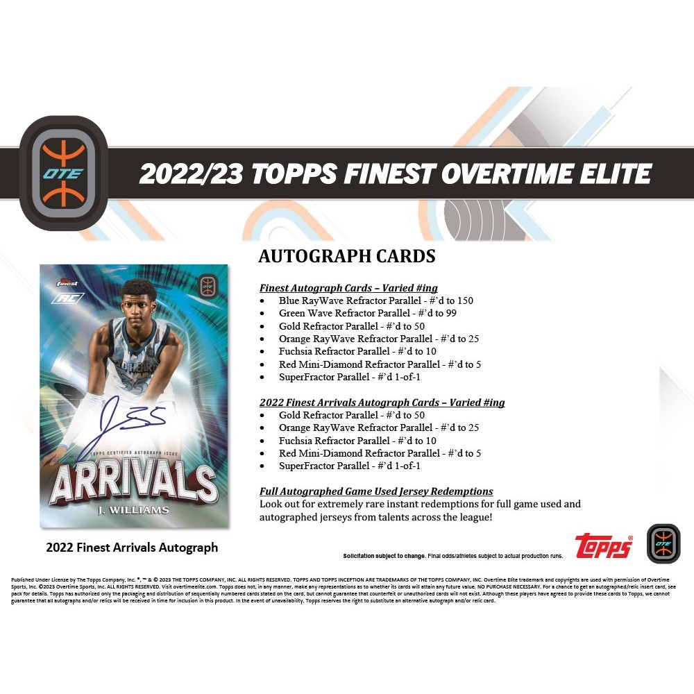 2022-23 Topps Finest Overtime Elite Basketball Hobby Box