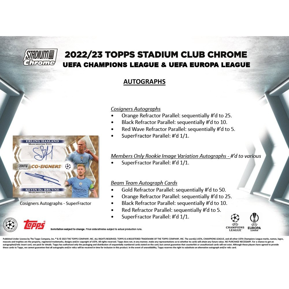 2022-23 Topps Stadium Club Chrome UEFA Club Competitions Hobby Box 