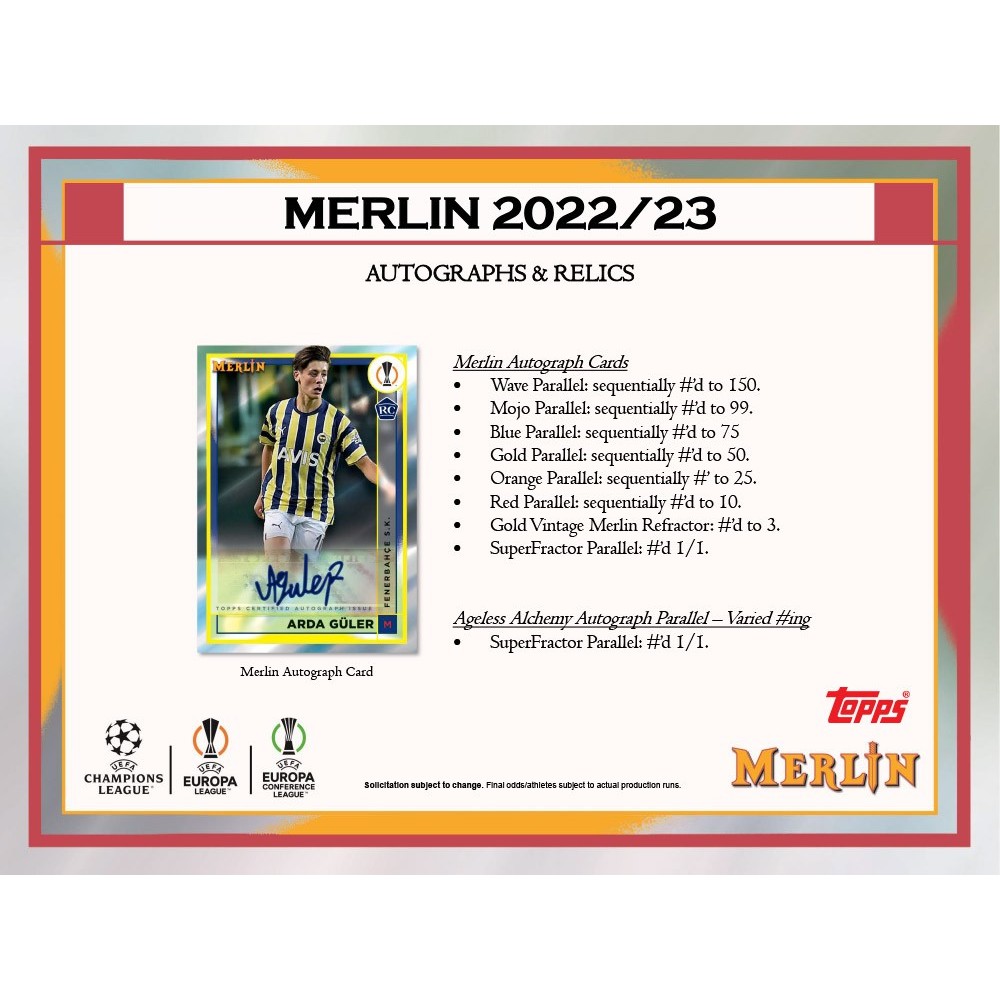 2022-23 Topps UEFA Club Competitions Merlin Chrome Soccer Hobby